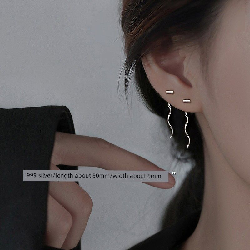 

Xiangnan 999 Sterling Silver Word Fancy Elegant Ear Threads 999 silver one-word ear line (two price)