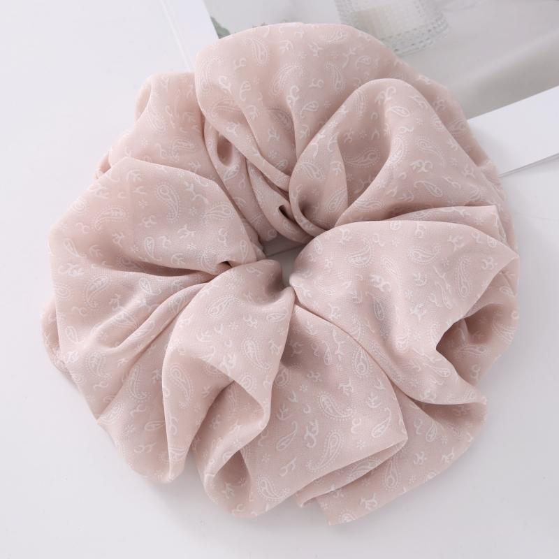 Large Hair Band Elastic Chiffon Scrunchies Floral Print Malaysian Bunch Hair Tie Oversized Volumizing Malaysian Rubber Band