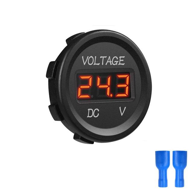 DC 5-48V Car Motorcycle Voltmeter Mini Digital Waterproof LED Panel Tester Display Round Volt Meter Gauge