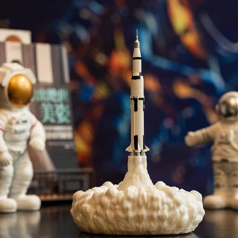 

Новейшая дропшиппинговая 3D-печатная лампа Saturn V, перезаряжаемый ночник Apollo 5 для любителей космоса на Луне в качестве украшения комнаты белый