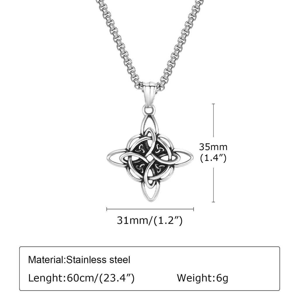 Collana Nodo Celtico Vnox per Uomo Ragazzo, Ciondolo Triquetra in Acciaio Inossidabile con Catena a Scatola Gioielli Amore Eterno Regali per Padre