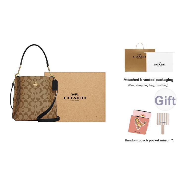 Coach Borsa Secchiello Mollie con Chiusura a Bottone a Pressione e Scomparto Centrale con Zip Borsa a Spalla da Donna Kaki Nero CA582-IMCBI