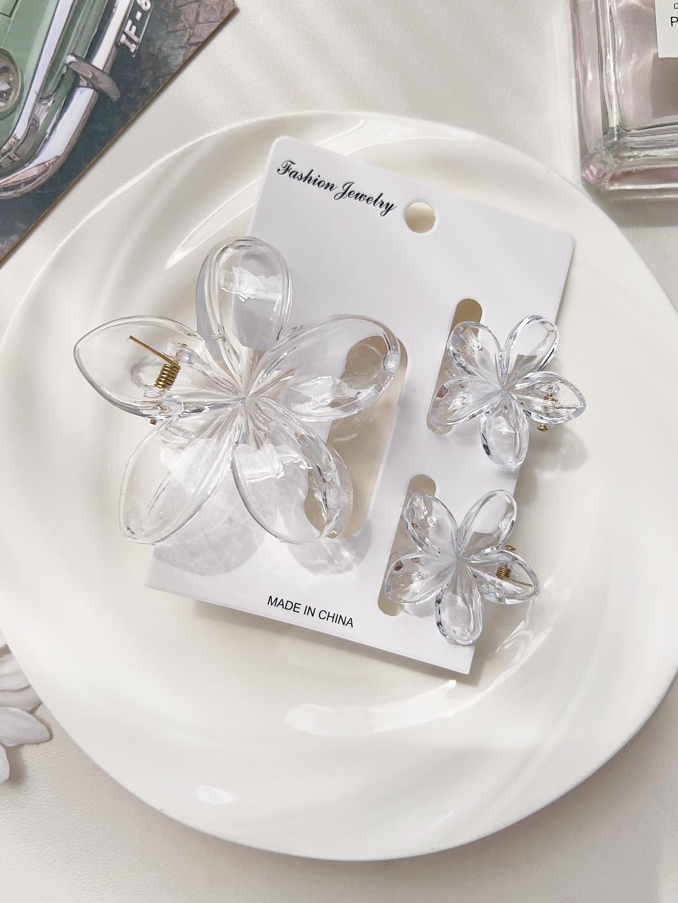 

3 шт. модные женские заколки-гвоздики с цветочным узором, гавайские градиентные заколки для волос, аксессуары для волос для отдыха на пляже, черные прямоугольные белый