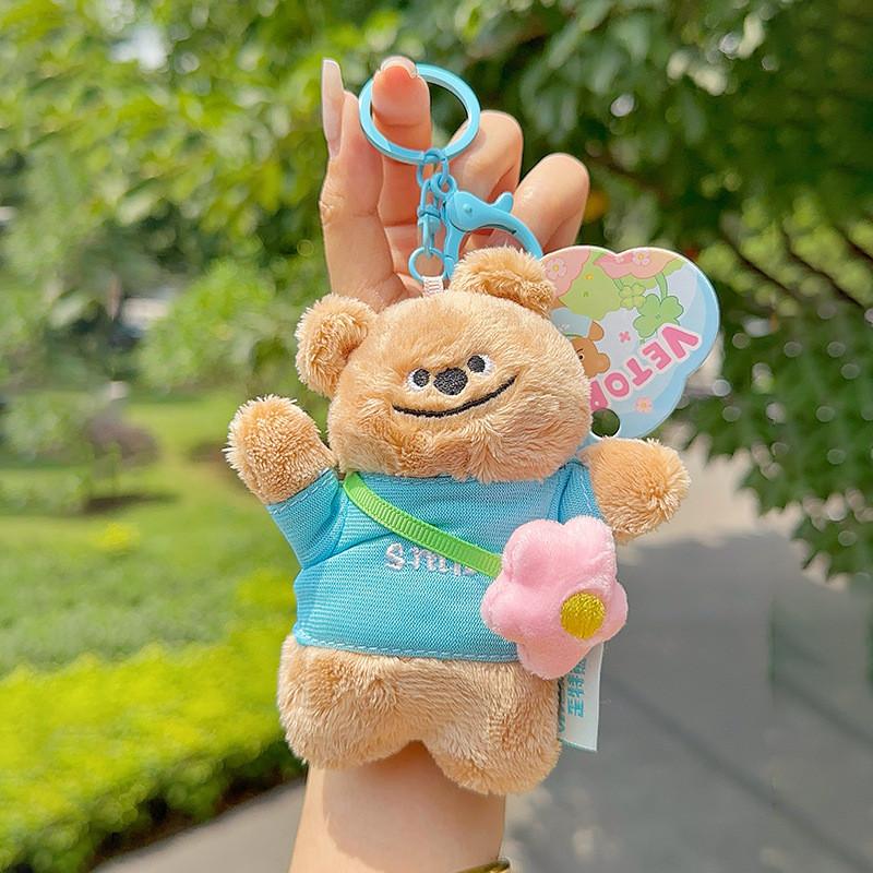 Wear Bear Clothes Plush Keychain Backpack Pendant Cartoon Kids Gift Decoration
