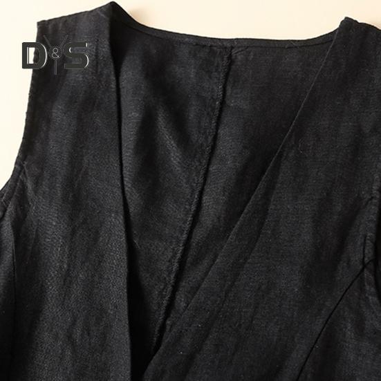 Women's Sleeveless Flax Vest Lightweight Summer Waistcoat with Button Down V Neck Vest Women Accessories