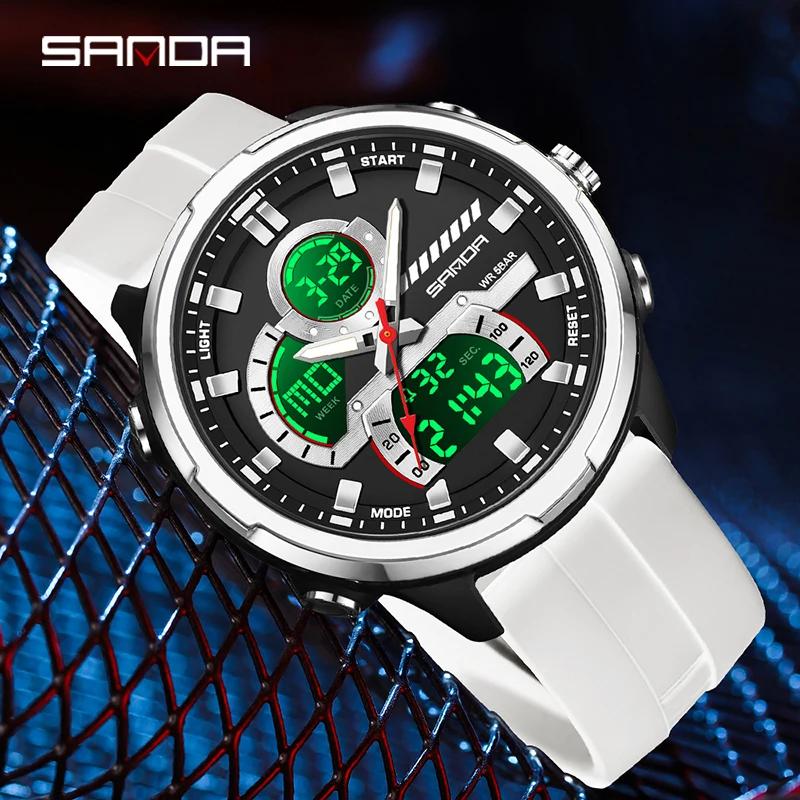 Electronic Watch Men's Dual Display Dial 5ATM Waterproof Night Light Stopwatch Multifunctional Sports Electronic Watch