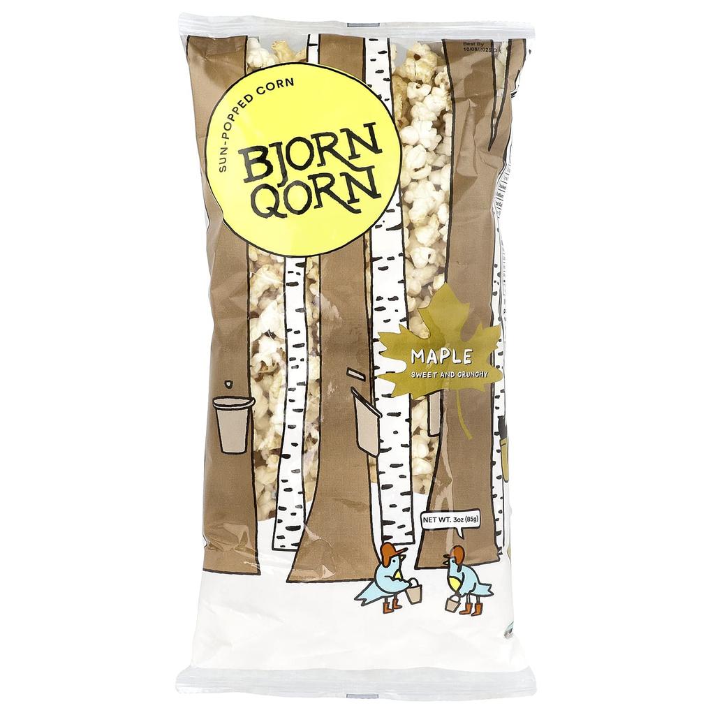BjornQorn, Sun-Popped Corn, Maple, 3 Oz (85 G)