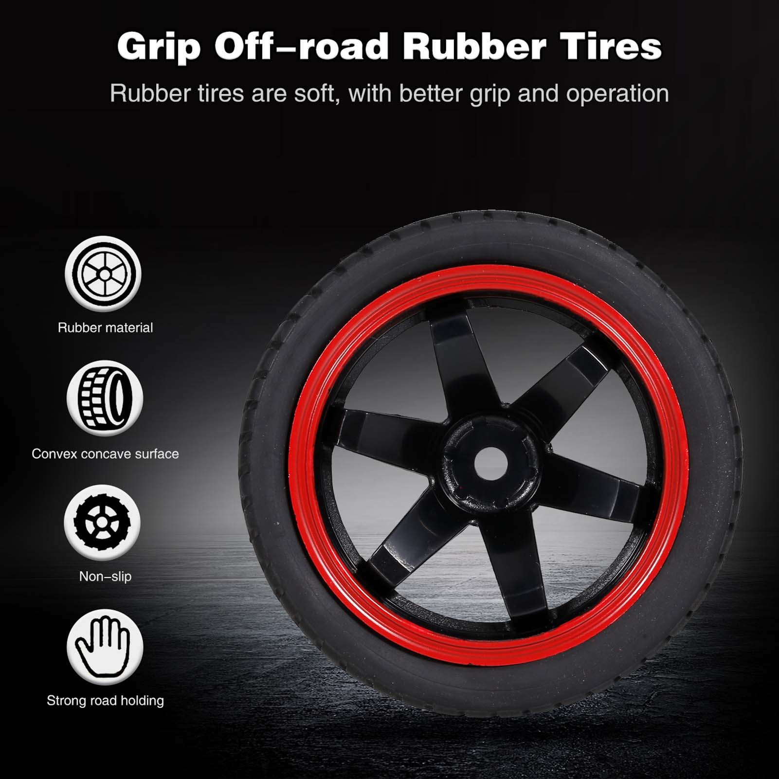 

4PCS 1Celsius10 Rubber Tires for RC Racing Car, Rubber and Foam, Compatible with HPI, Diameter 65mm for RC Cars