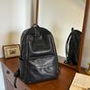 Minimalist Leather Backpack with Front Pocket and Dual Zippers Stylish Women's Everyday School Bag