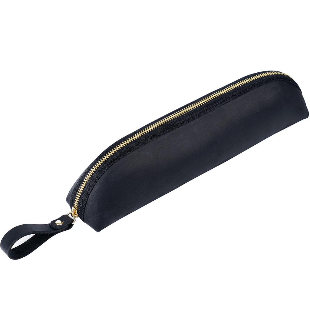 High Quality Creative Mini Pencil Box Small Crazy Horse Leather Zipper Easy Open Pen Holder Compact Pocket Pencil Case Custom
