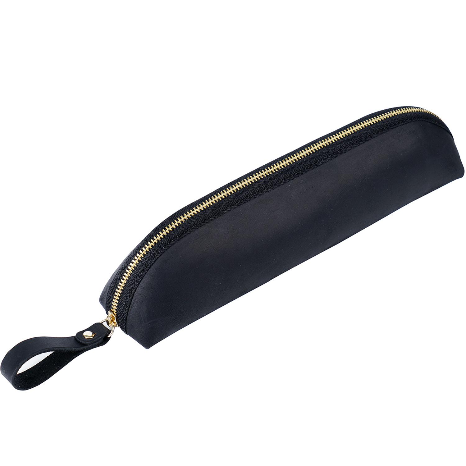 High Quality Creative Mini Pencil Box Small Crazy Horse Leather Zipper Easy Open Pen Holder Compact Pocket Pencil Case Custom