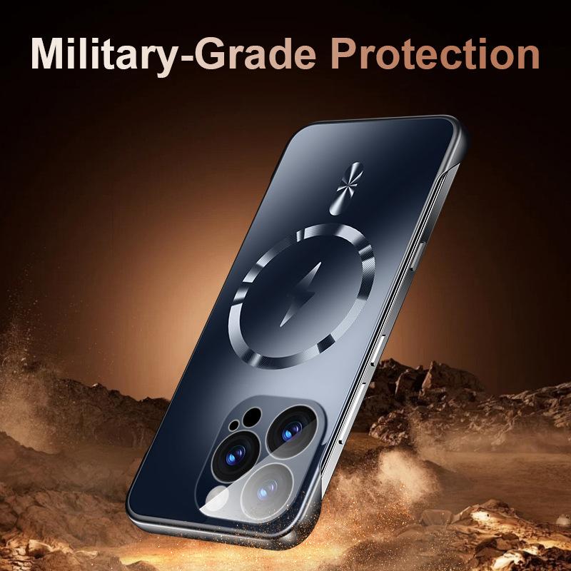 Applicable To Apple 16 ProMax Dazzling Gold Magnetic Frameless Mobile Phone Case Iphone15 Matte Anti Fall Cover 14