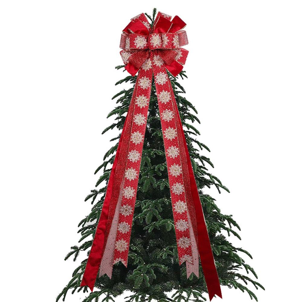 Big Size Snowflake Christmas Decorations Overlock Wire Ribbon Knot Bow Tie Ribbon Linen Ribbon Pendant Style 17cm красный