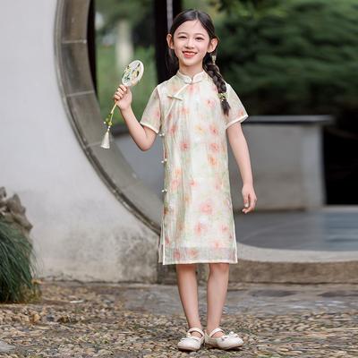 Girls' Summer Children's Cheongsam Republic of China Chinese Style New 1011 Summer Dress Chinese Performance Clothes