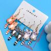 Exclusive Alloy Cartoon Kitten Print Fashion Earrings Set