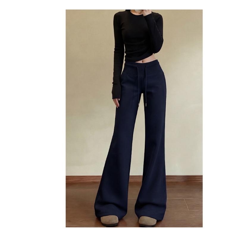 Micro-pull Sweatpants Women's Spring and Autumn Models New High-waisted and Thin Flared Pants Casual Sweater Pants