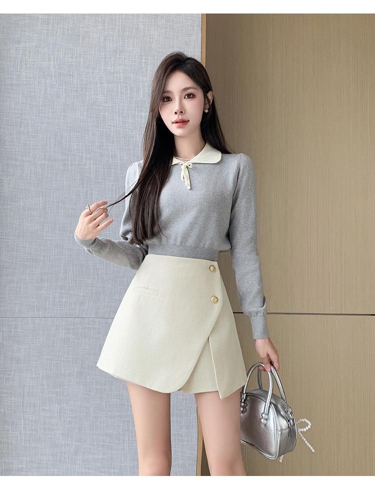 Women's High Waist Wool Pleated A-line Skirt with Anti-exposure Shorts - 2025 Autumn/Winter Collection