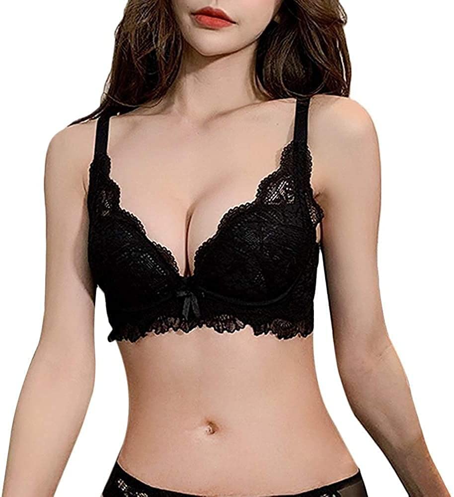 Yuninya Wireless Bust Cleavage Beautiful Plus Sizes Available Bra, High-Back Design, Shapewear, Enhancement, Enhancement, All-Lace, Wireless,