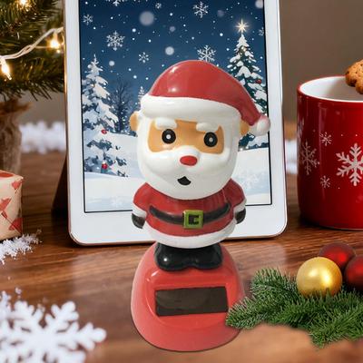 Decoração de Painel Brinquedos Engraçados de Natal Movidos a Energia Solar Papai Noel Balançando Estatuetas de Painel Para Casa Escritório Festa Prateleira Interior