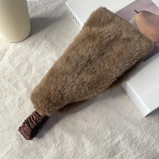 Faux Fur Lined Winter Headband Solid Color Ear Warmer with Elastic Telescopic Straps Earmuff Headscarf