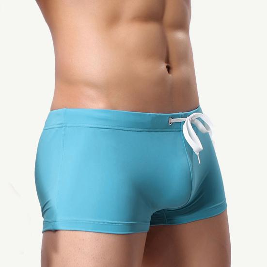 Herren Schwimmshorts Kordelzug Elastischer Bund Weich Schnelltrocknend Atmungsaktiv Schlanke Passform Einfarbig U-förmige Wölbung Mittlere Taille Badehose Boxershorts Surfen