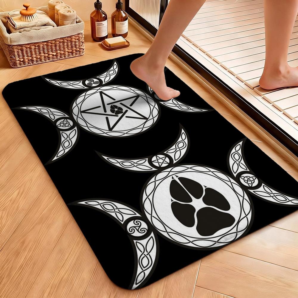 Dark Baphomet Grimoire Pentagram Patterned Rug Durable Stainresistant Easyclean Carpet For Bathroom Kitchen Home Decor Valentine'S Day Gift