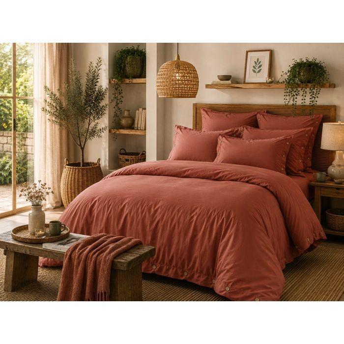 Housse de couette en percale 240 x 260 cm tomette Perrine