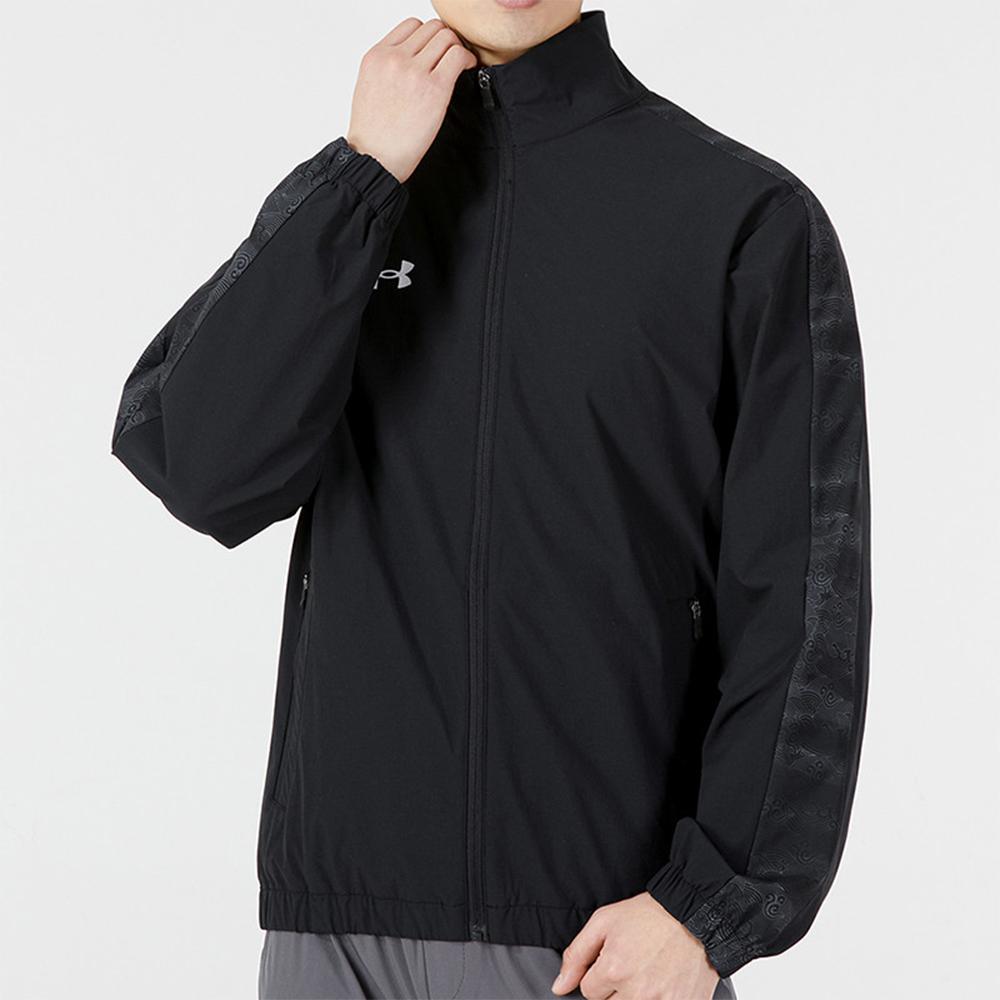 Under Armour Regular Wave Pattern Logo Sports Stand Collar Woven Jacket Men jackets Black 22500401-001