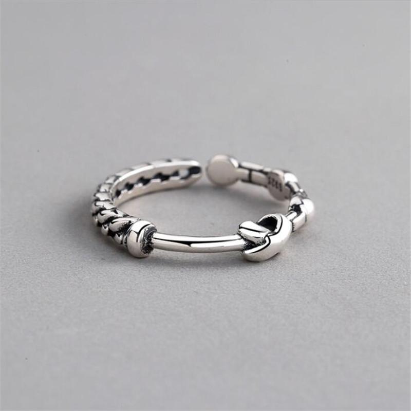 

New Exquisite Retro Rope Knot Chain Fashion 925 Sterling Silver Jewelry Personality Geometric Popular Opening Rings TYB458 срібний