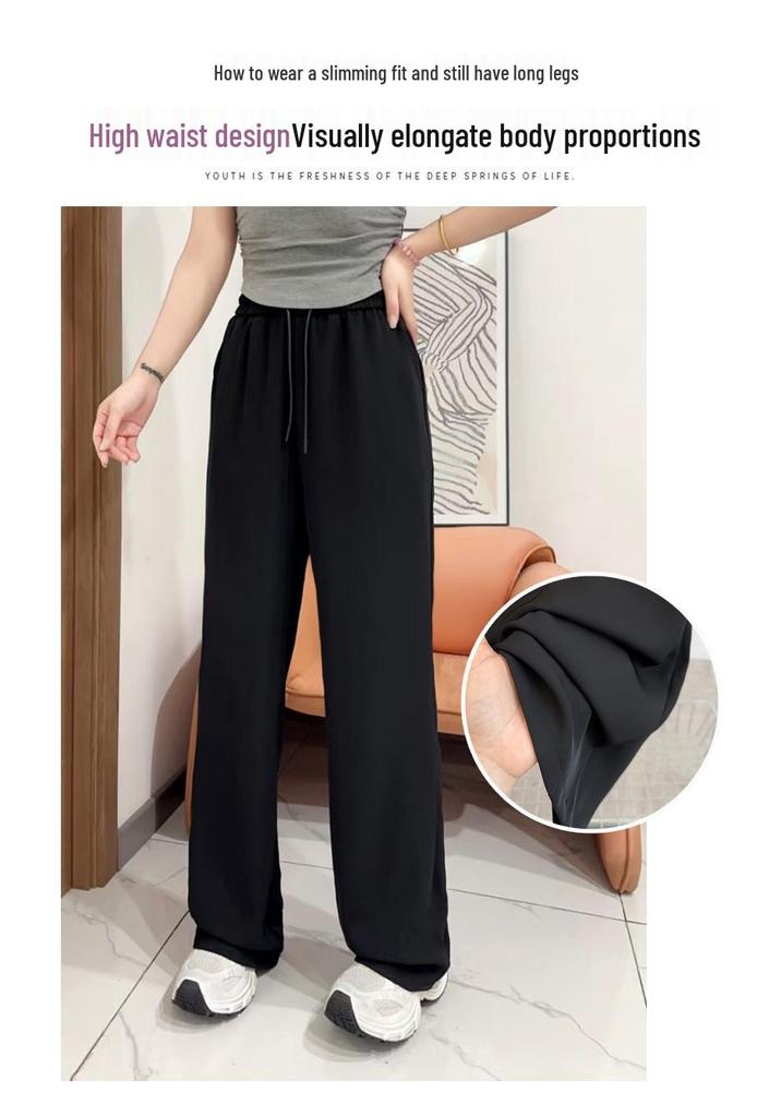 2025 Women's Plus Size High Waist Slimming Straight-Leg Floor-Length Casual Suit Pants