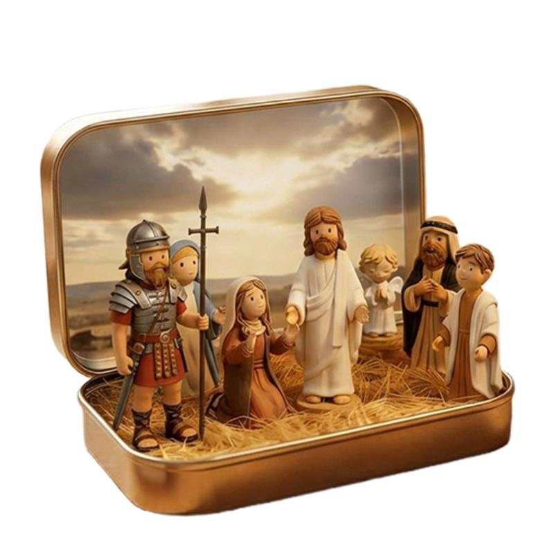 

Pocket Easter Classical Scene Easter Crucifixion & Resurrection Scene In a Box Miniature Set For Indoor Decoration 1