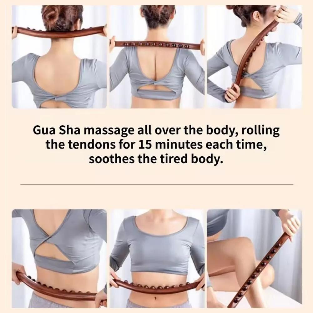 Trä GuaSha-pinne Bokträ Terapi Rygg Axel Nacke Midja Massageverktyg Fettförbrännare Meridian Cellulitskrapa Kroppssmala