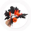 2Pcs Halloween Rings Wreath Black Artificial Maple Leaf Holder Table Centerpieces Fall Thanksgiving Party Decor
