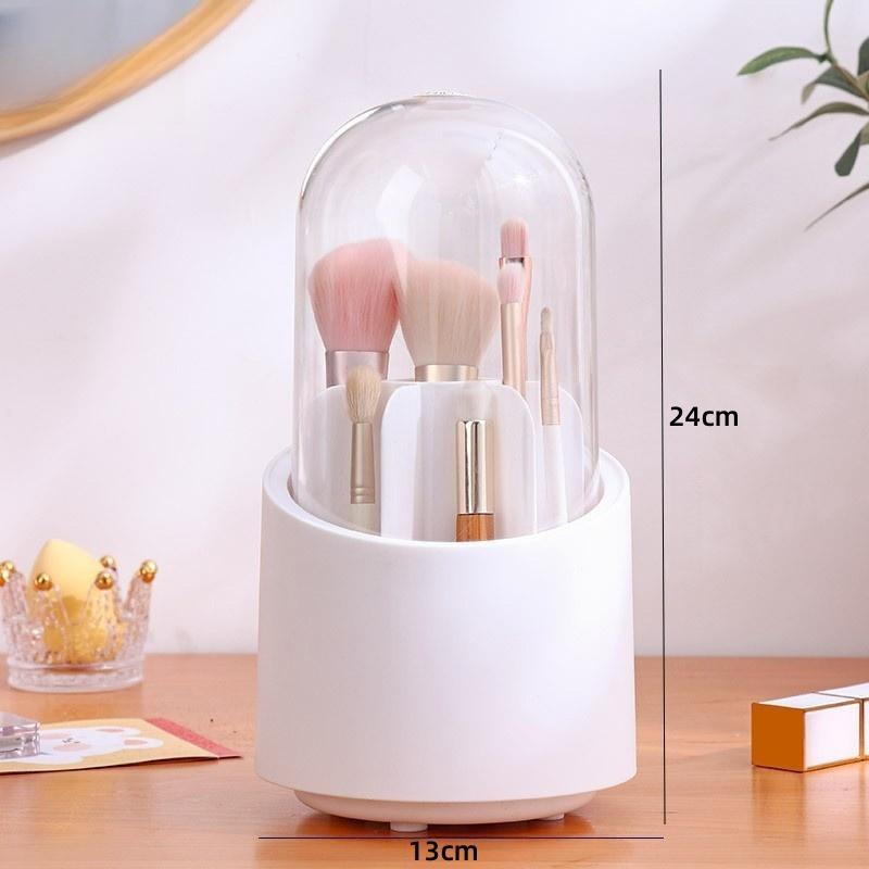 

Вращающийся пыленепроницаемый контейнер для хранения большой вместимости, органайзер для кистей для макияжа, карандашей для бровей, губной помады, настольный ящик для хранения