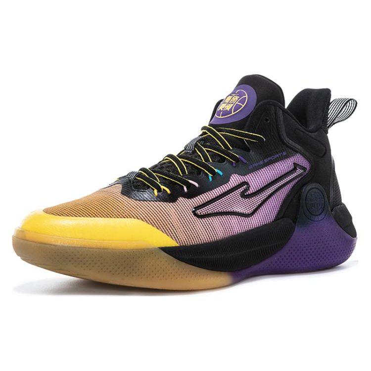 Erke Non-Slip Breathable High-Top Basketball Shoes Men sneakers Purple Black 11123304060-708