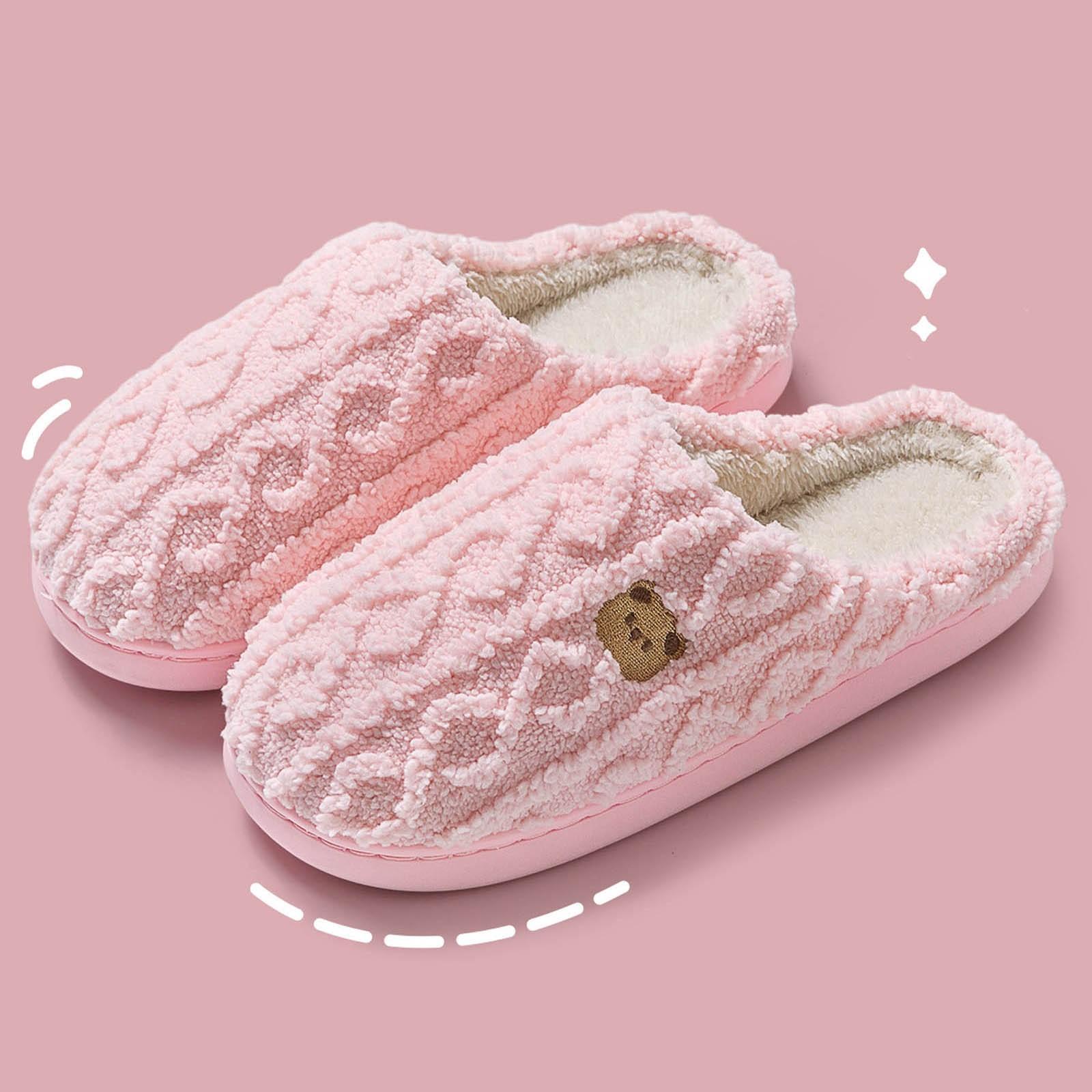 Women Indoor Slippers S Soft Bear Pattern Plush Slippers Cute & Insulated Slippers for Women with Arch Support And Memory Foam cm bianco