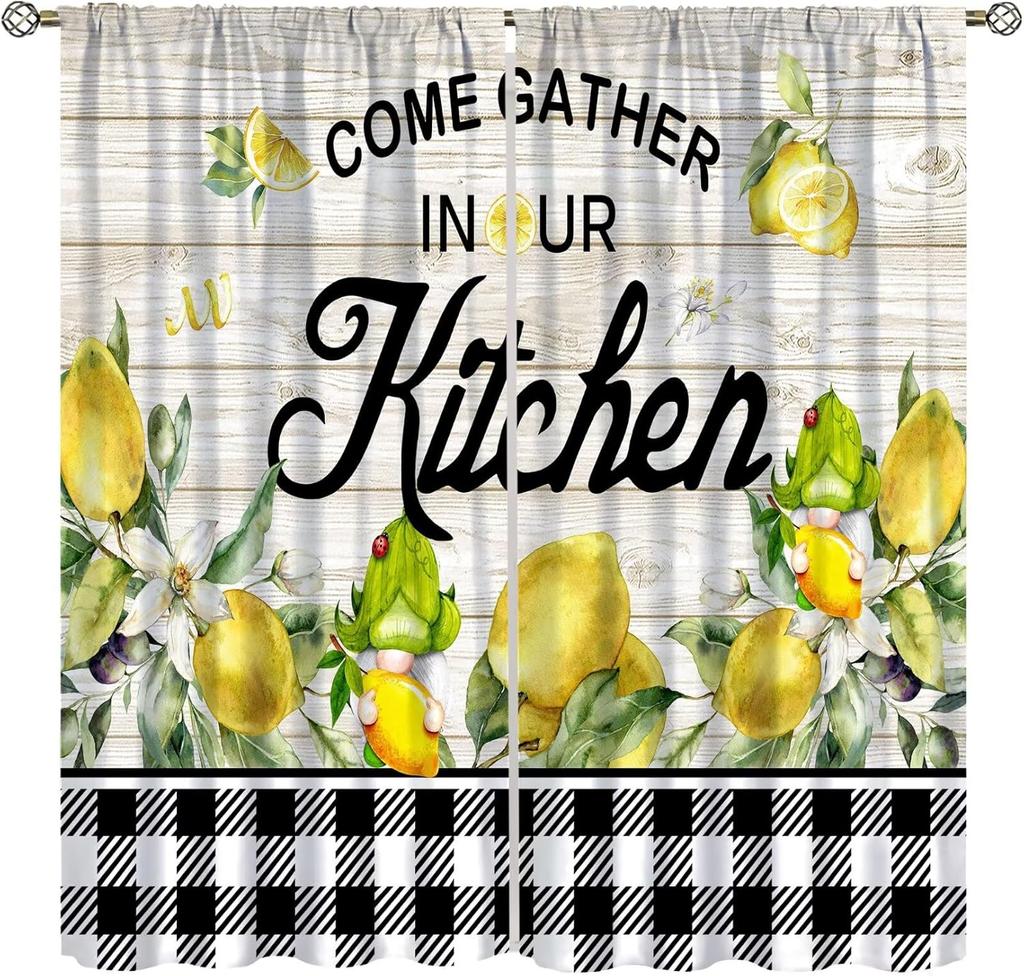 Fruit Grape Curtains, Retro Country Style Rattan Fruit Pattern Window Decoration, Suitable for Living Room, Bedroom and Kitchen
