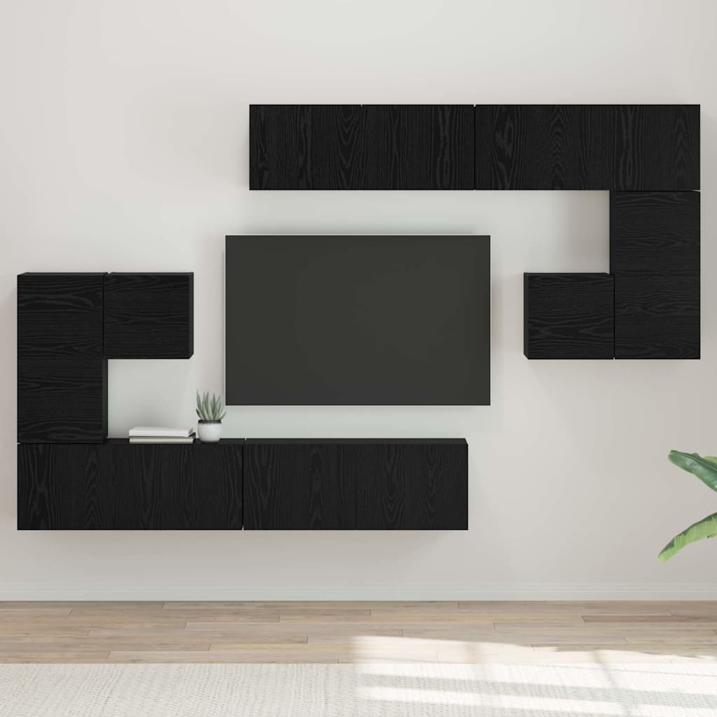 TV Units 4 pcs Black Oak Effect Particleboard
