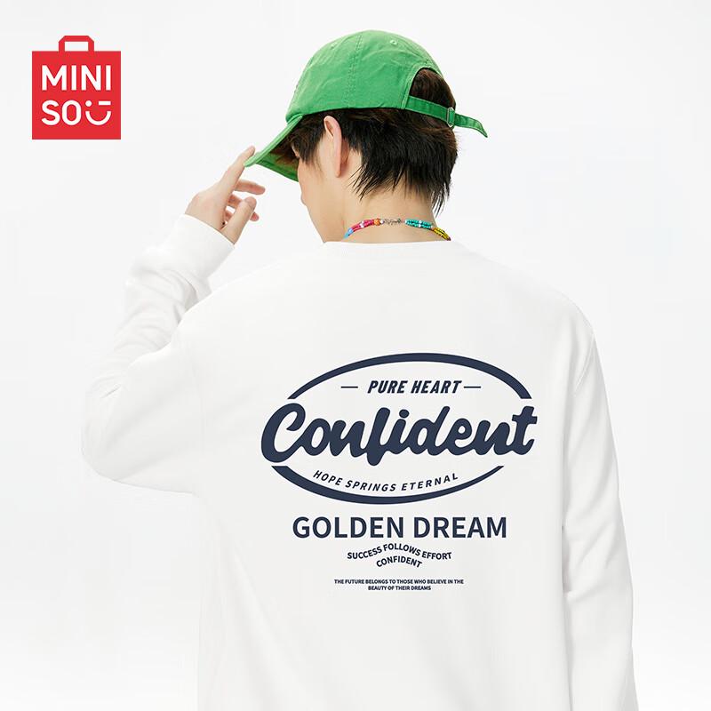 

MINISO Тяжелый вес Свободный крой Круглый вырез Унисекс Свитшот XL