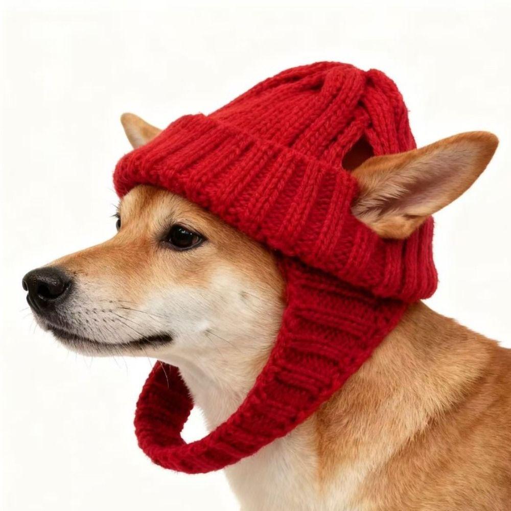 Knitted Pet Knitted Hat Warm Warm Earmuffs Headgear Dog Beanie Hat  New Year