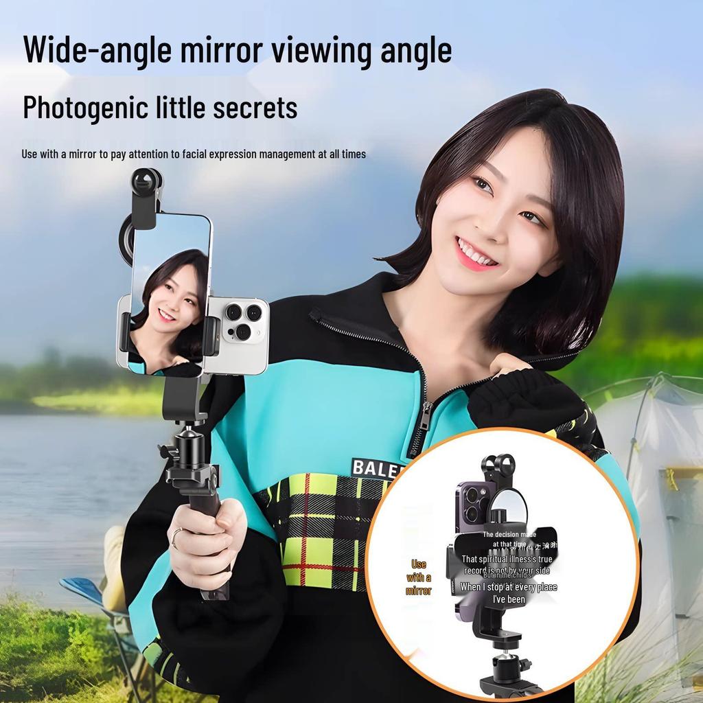 Dual-Sided Teleprompter & Phone Stand: Handheld Video Recorder, Script Reader & Selfie Stick