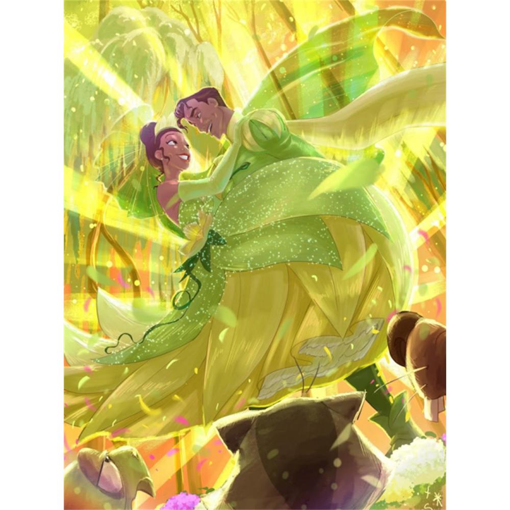 

Disney 5D DIY Diamond Painting Tiana and Nawen Sunny Forest Illustration Embroidered Mosaic Cross Stitch Home Decor Gift Crafts Round 20x30cm