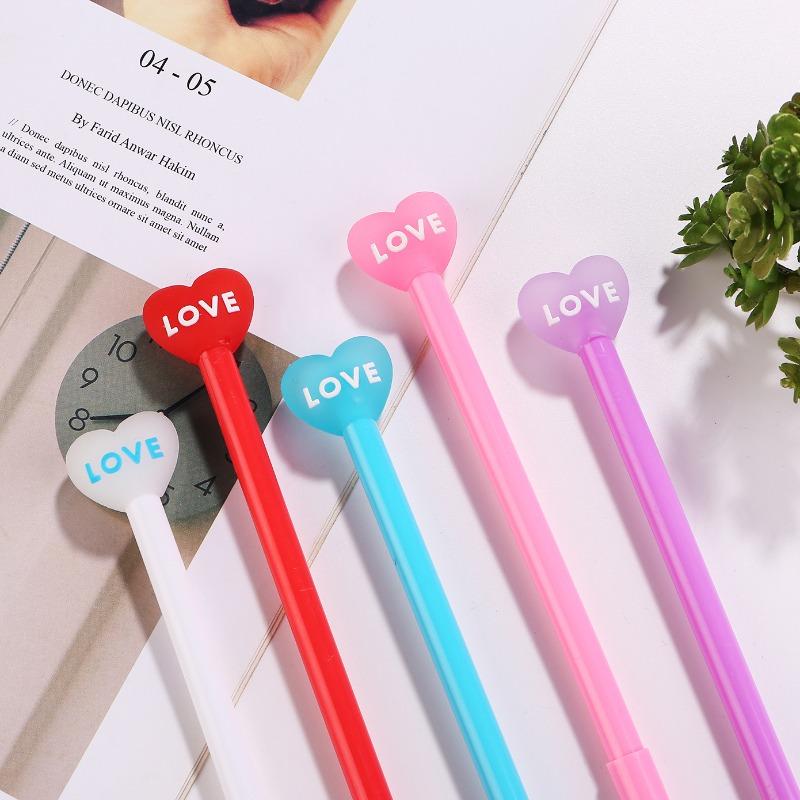 1pc Heart Shaped Gel Pens Teachers Gifts Cartoon Signature Pen Cute Gel Pen School Writing Pens Stationery Back To School Season