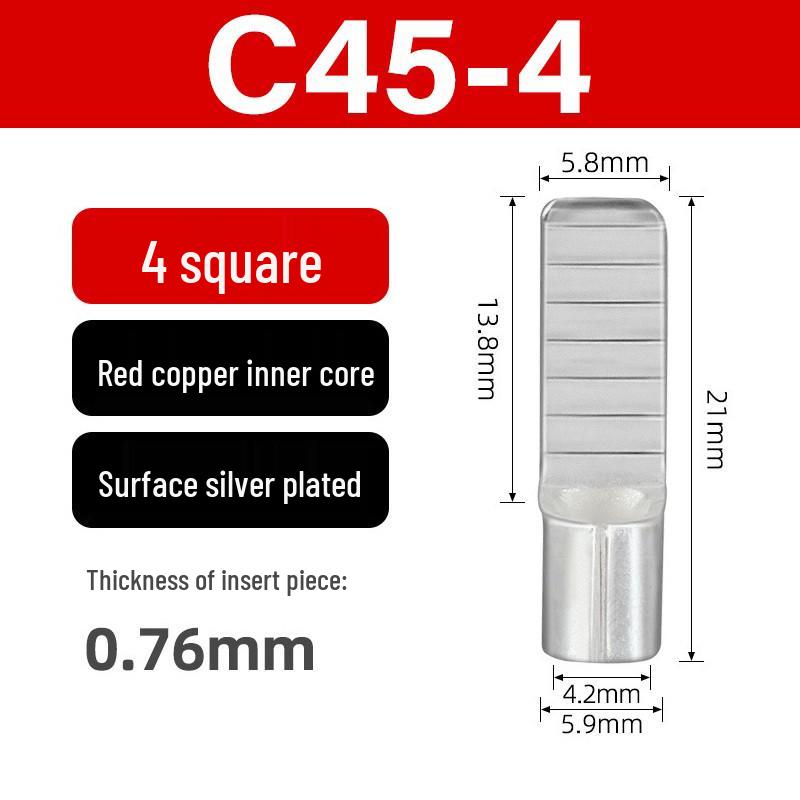C45 Purple Copper Circuit Breaker Terminal Lug Insert - Cold Crimp Wire Connector Splicing Terminal.