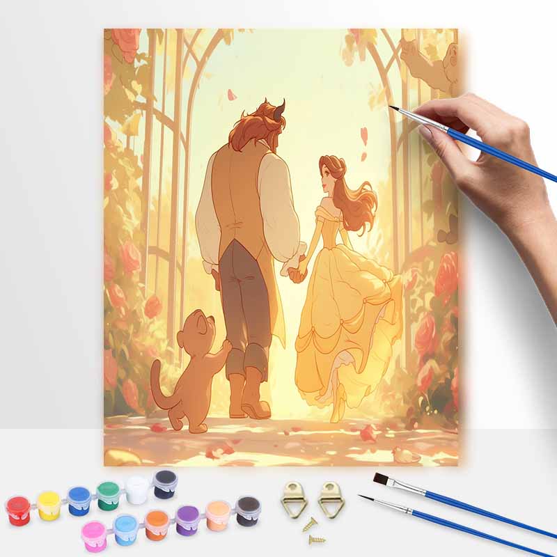 Disney Beauty and the Beast Oil Painting Kit Canvas DIY Home Decor Gift 20x30cm