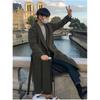 Men's Spring and Fall  Loose Lacing Medium-length Tweed Coat Youth Solid Color Single-breasted Lapel Windbreaker