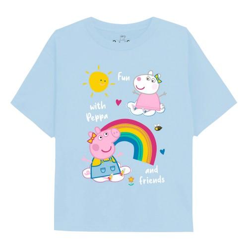 Peppa Gris Jenter Regnbuer & Venner Langermet T-skjorte