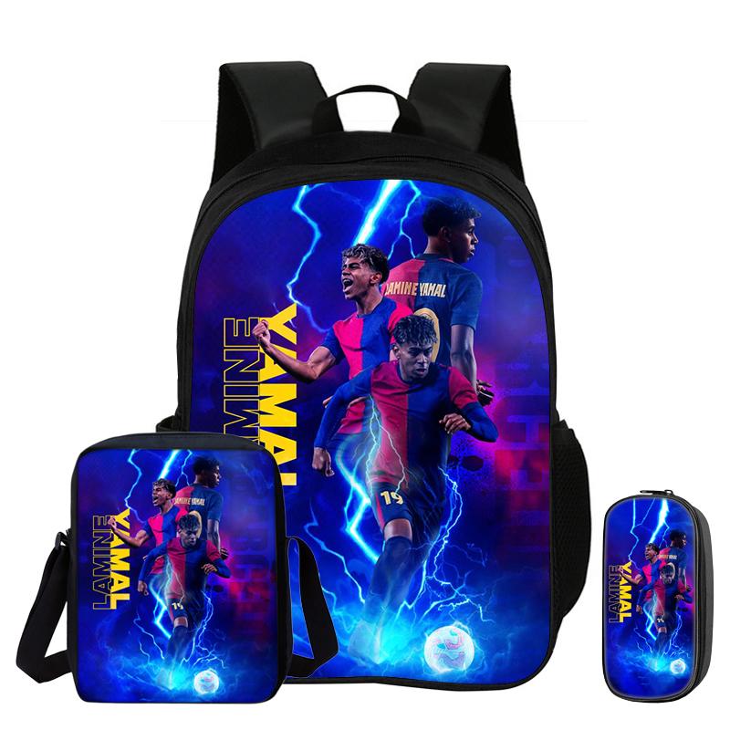 L-Lamin Yamal Set da 3 Pezzi Zaino Borsa a Spalla Astucci Zaino da Scuola Zaino Stella del Calcio bambino Mochila Borsa Sportiva Regalo per Bambini