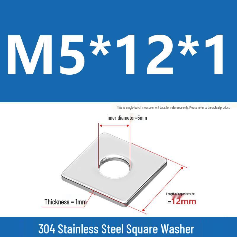 304 Stainless Steel Thickened Square Washer for Curtain Wall (M4-M16)