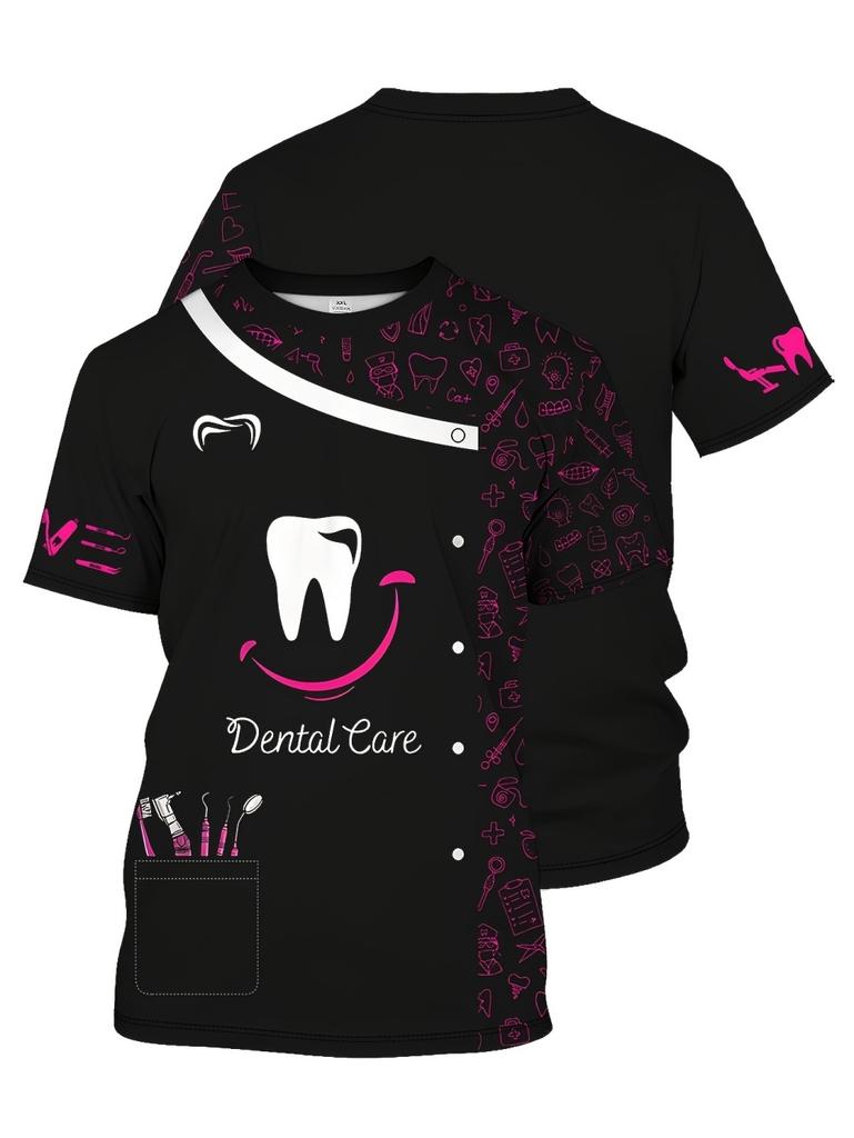 Fashion Men's T-Shirt 3D Print Short Sleeve T-Shirt Dentist Work Clothes Summer Casual Oversized T-Shirt Men's Dentist Clothing